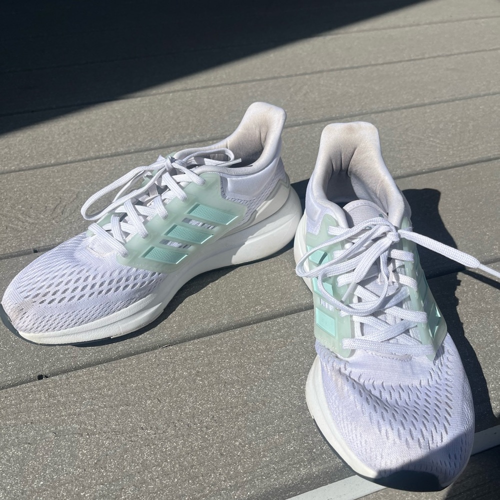 adidas Women’s White & Mint Bounce Running Sneakers - Picture 5 of 6